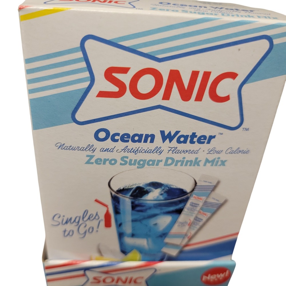 Sonic Ocean Water Zero Sugar Drink Mix Singles To Go 6 Count Box Blue Coconut